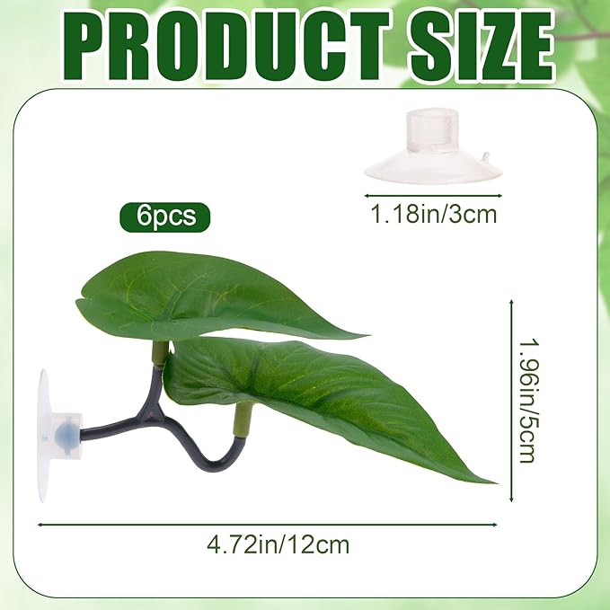 6pcs Double Layer Betta Leaf Hammock, Realistic Plastic Big & Small Leaf Fish Tank Decor with Suction Cups Branches Aquarium Plants for Betta Fish Resting Bed Spawning Ground