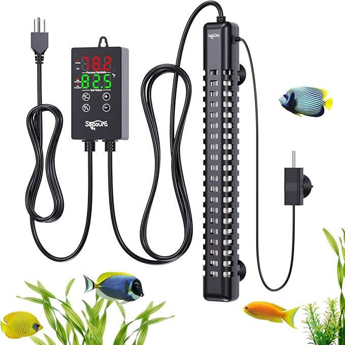 SEAOURA Aquarium Heater, 800W Fish Tank Heater for 100-180 Gallon, Submersible Heater for Aquarium with Over-Temperature Protection, Adjustable Intelligent Controller Auto Power-Off