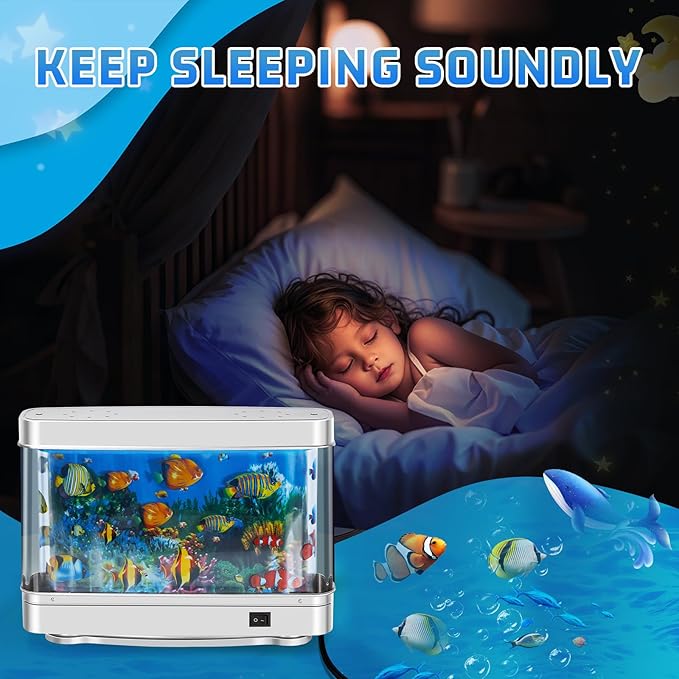 Fake Fish Tank,Artificial Aquarium Decorations,Fake Aquarium Decor,Virtual Ocean Moving Fish lamp for Bedroom Office Décor