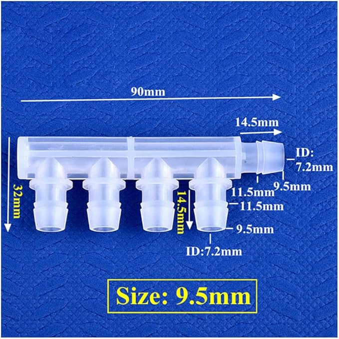 5pcs PP Equal Dia 5-Ways Connector Aquarium Tank Air Pump Hose Joint Garden Irrigation System Pipe Pagoda Joints,9.5mm