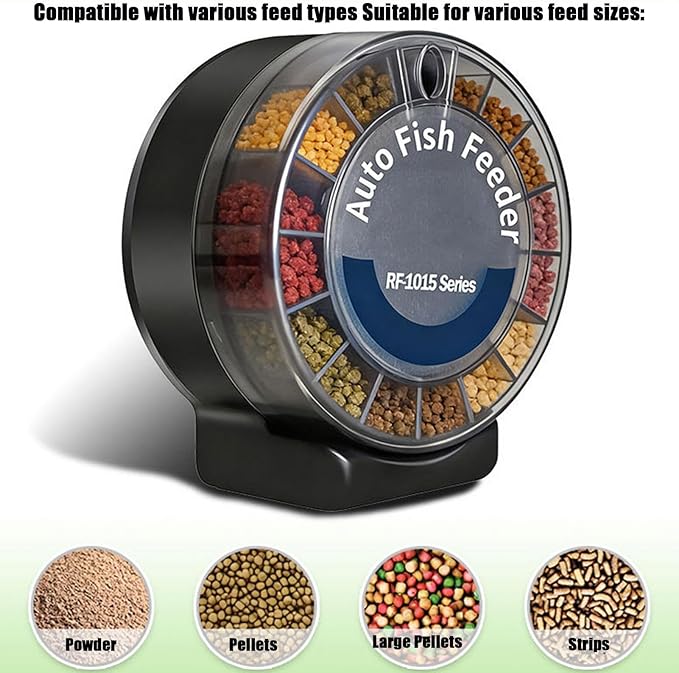 Automatic Fish Feeders - Airtight Dish with Separate Compartments - 105ml Automatic Fish Tank Feeder,for Vacation Turtle Outdoor Pond Indoor Pets