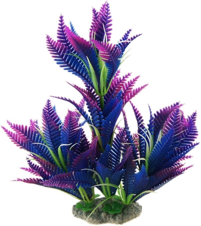 CNZ Aquarium Decor Fish Tank Decoration Ornament Artificial Plastic Plant Green (10-inch Purple)