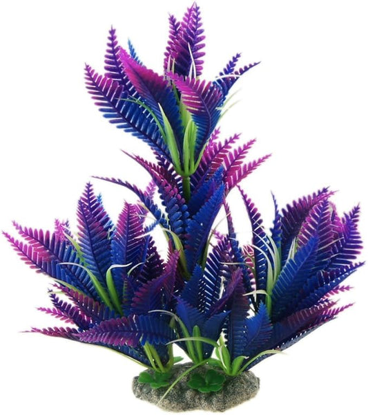 CNZ Aquarium Decor Fish Tank Decoration Ornament Artificial Plastic Plant Green (10-inch Purple)