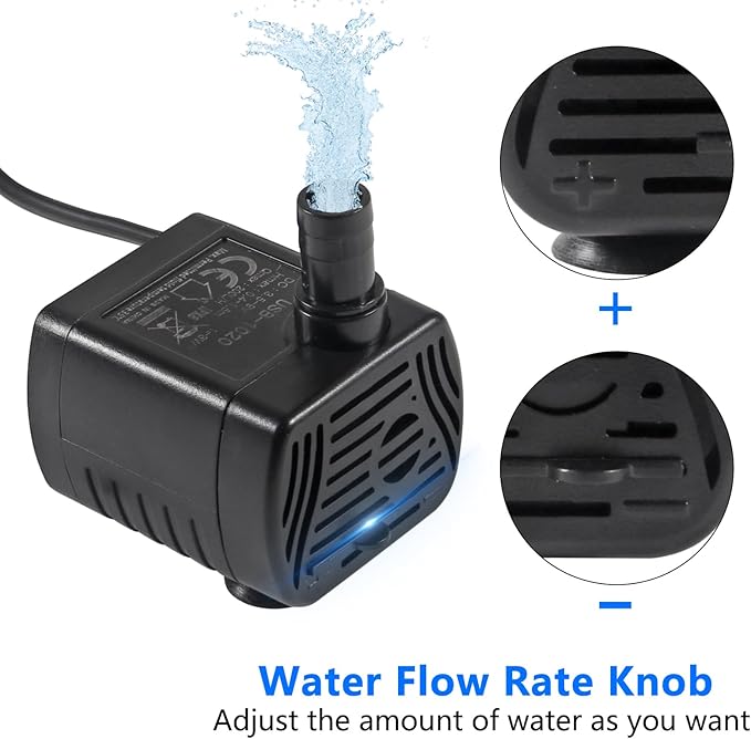 2Pcs 3W USB Mini Submersible Water Pump DC3.5V-9 Small Fountain Pump for Aquarium Fish Tank Fountain Hydroponics Water Feature, Indoor Fountains