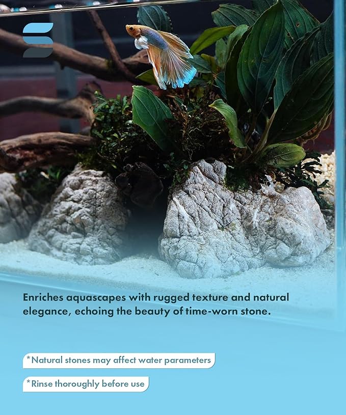 SubstrateSource Natural Aquarium Stones - Light Brown with Gray, Dimples & Craters, Decorative Aquascaping Rocks, Epiphytic Plants, Shrimp, Betta Fish Tank & Reptile Enclosure - Elephant Skin, 5 LB