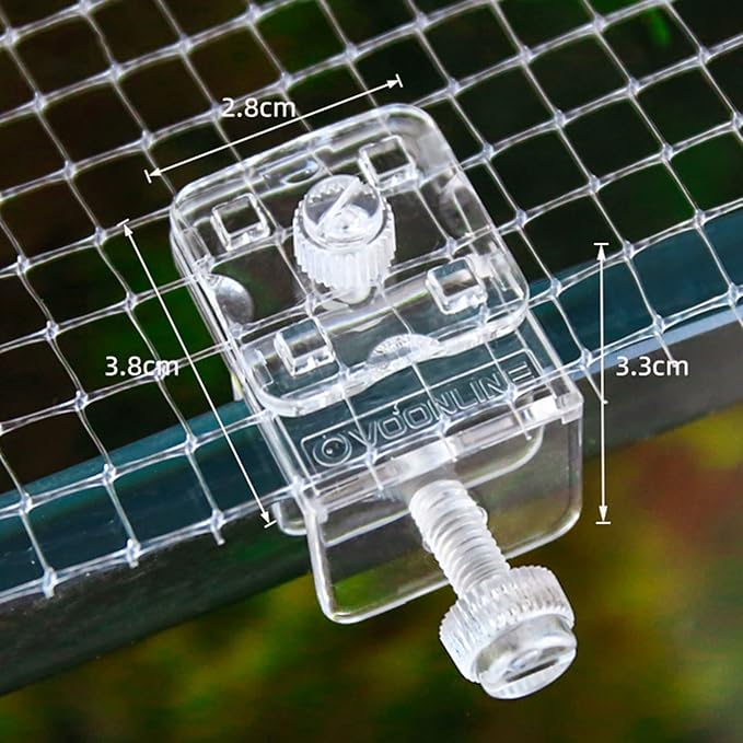 2 Pieces Fish Tank Screen Net Holder Clamp Anti-Jump Net Mounting Clip Multifunctional Transparent Acrylic Clamps Fish Tank Glass Cover Clips