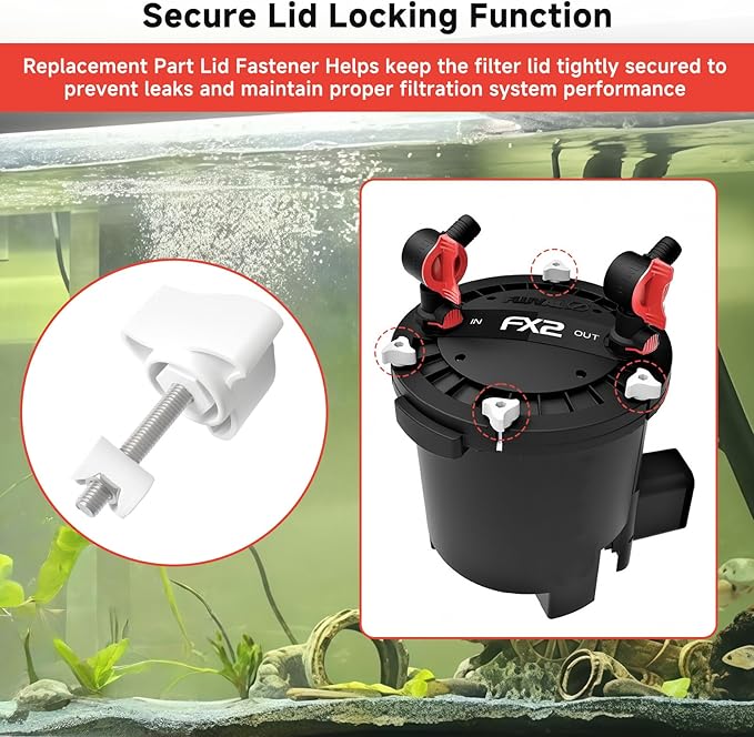 A20215 Replacement Lid Fastener Kit Compatible with Fluval FX6 FX5 FX4 FX2 Canister Filters, for Aquarium Filter Lid Lock Clips Accessories, Filter Parts with 6 Fasteners & 12 Barrel Nuts, 6 Pack
