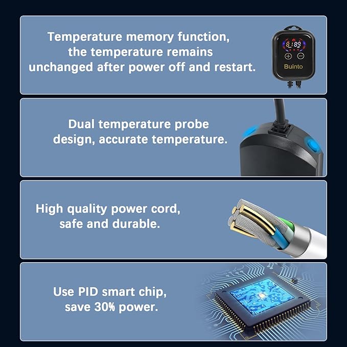 800W, 1200W Aquarium Heater, External Digital Temperature Controller, Double-Tube Heating, Fast and Energy-Saving. Suitable for Freshwater and Saltwater Aquariums. (1200W)
