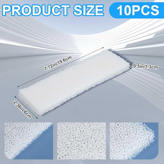 Nosiny 10 Pcs Filter Pad Compatible with Fluval U3 Underwater Sponge Aquarium Filter Media Replacement Accessories Compatible for Aquarium, Fish Tank