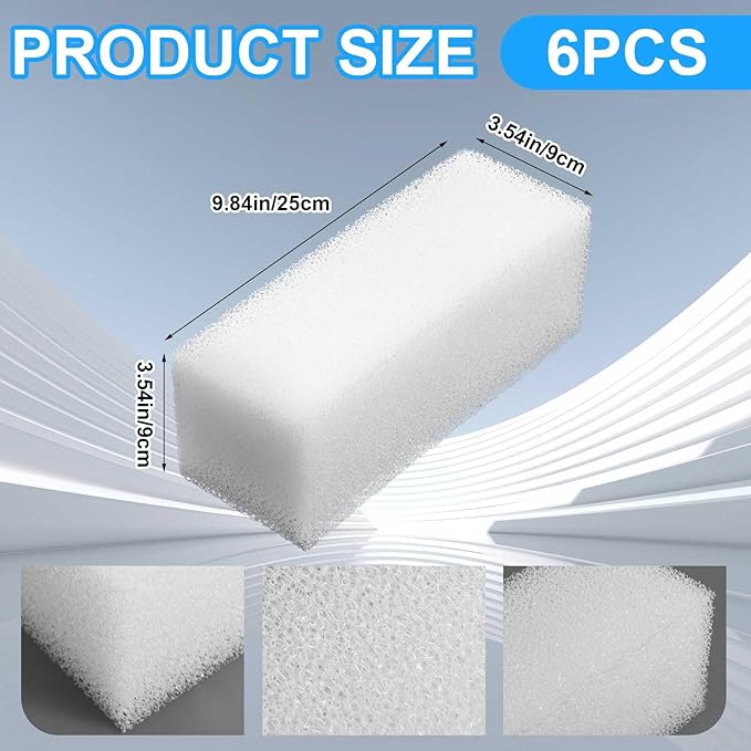 Threlaco 6 Pcs Replacement Foam Filters Compatible with Aqua-Clear 110/500 A623 Aquarium Filter Foam Insert Sponge Pads