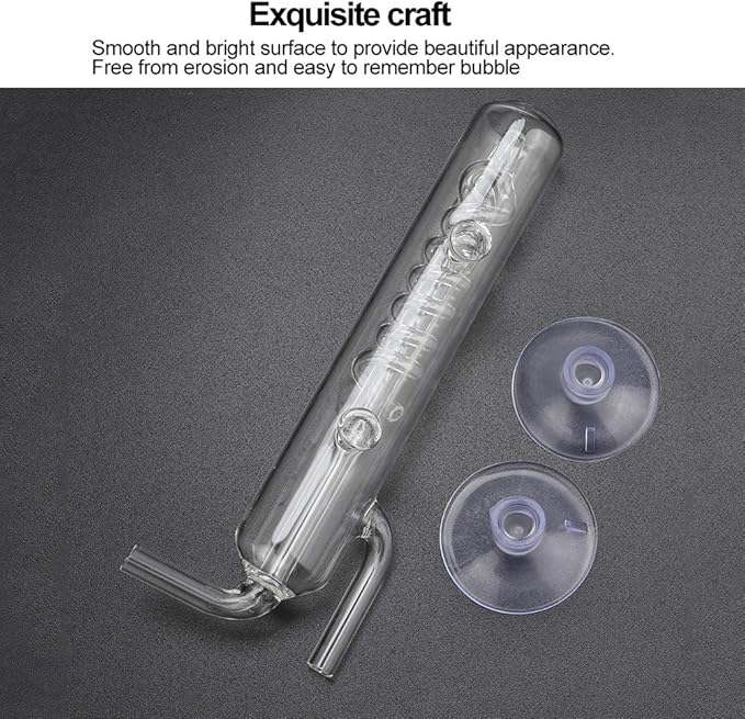 Carbon Dioxide Bubble Counter, High Transparent Crystal Glass Aquarium Bubble Counter, Screw Fish CO2 External Bubble Gauge Glass Spiral Regulator