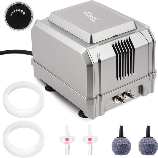 hygger 5W Powerful Aquarium Air Pump: Quiet Adjustable Fish Tank Air Pump, Dual Outlet Oxygen Aerator, Fish Tank Bubbler for Up to 150 Gallons Aquariums, for Freshwater, Saltwater, Hydroponics