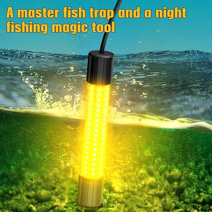 Underwater Fishing Warm Light Compatible with DeWalt 20V Battery,1300 Lumens, LED Light for IP68 Waterproof Submersible Fish Attracting, Night Fishing for Docks Boats or Kayaks(no Battery)