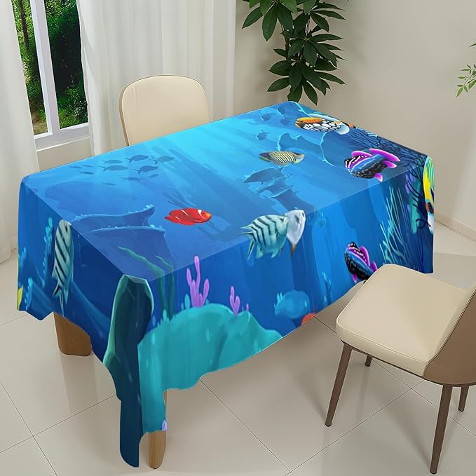 Renaiss Go Fish Backdrop 8x6 ft Underwater Coral Reef Tropical Fish Mermaid Summer Party Photography Backdrop Under The Water Fish Tank Background for Birthday Baby Shower Decor Fabric