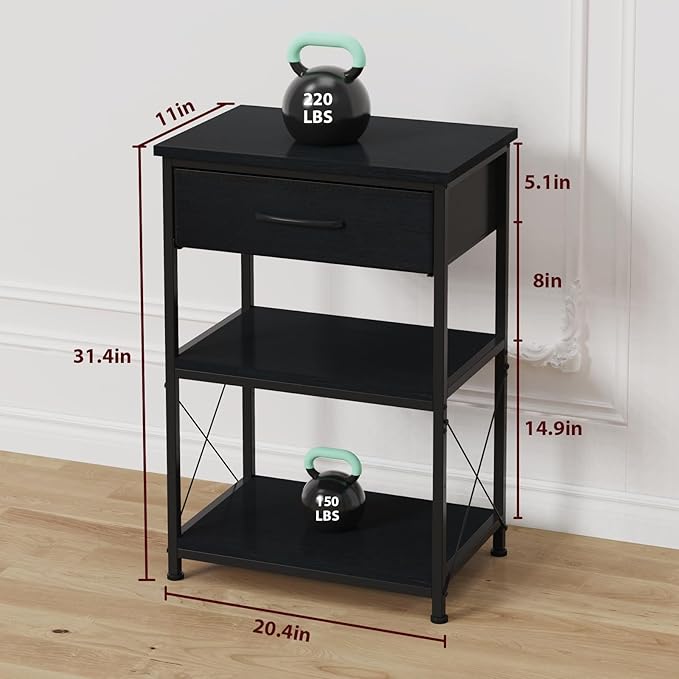 5-10 Gallon Fish Tank Stand, Height Adjustable Metal Aquarium Stand with Storage Drawers for Fish Tank Accessories Storage, Perfect for Turtle Tank, Reptile Terrarium, Black