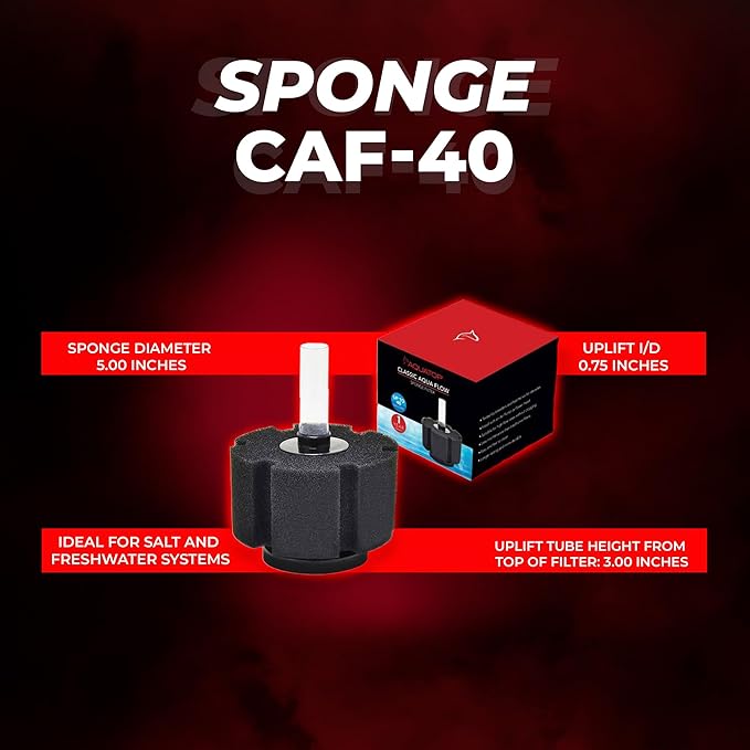 Aquatop Internal Sponge Filter – for Aquariums Up to 40 Gallons – Compatible with Air Pumps or Powerheads – Mechanical & Biological Filtration