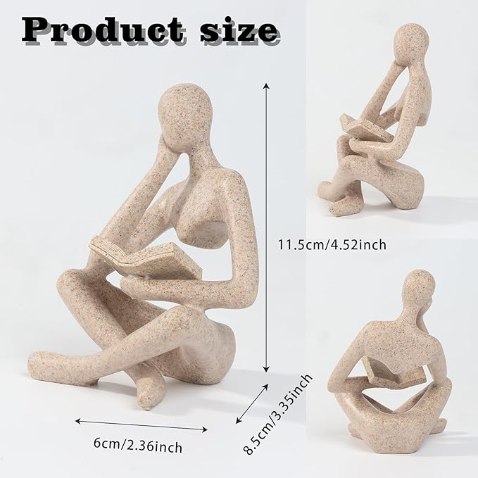 Fish Aquarium Decor Ornaments Minimalist Resin Sandstone Thinker Statue Fish Tank Decorations Small Accessories Abstract Home Decor Fish Toy for Betta Cichlid Goldfish Shrimps Hermit Crabs Turtle