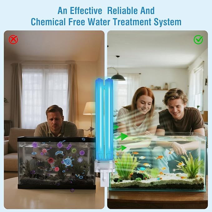 AIRBABY 9W ÜVC Replacement Bulbs for Pond Clarifiers & Aquariums - G23 Base ÜV Light Compatible with JUP-01 UVE9, CF400, CF500, UVCP-9 | 8000-Hr Life | Water Clarification (4 Pack)