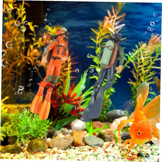 BESPORTBLE Fish Tank Diver Figurines Decorations: 4pcs Miniature Scuba Diver Toys for Aquarium Landscape, Resin Underwater Explorer Ornaments for Decor and Education
