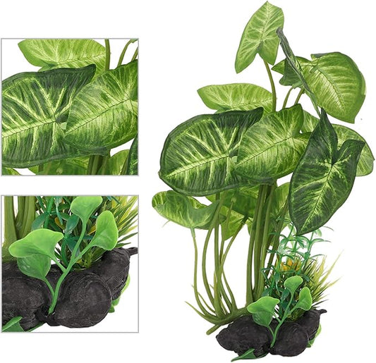 Fish Tank Decorations, Aquarium Decor Fish Tank Plants Terrarium Plants Supplies Reptile Artificial Plants Amphibian Hideout Tank Accessories for Underwater Fish Tank Garden Lands