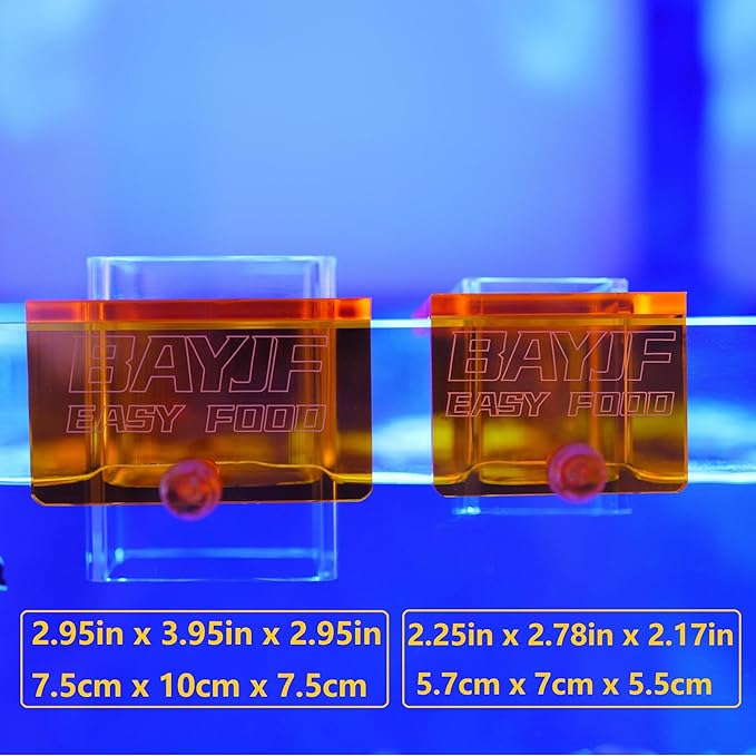 Hanging Acrylic Fish Feeding Ring for Aquarium,Transparent Orange Square Fish Food Feeder for Aquarium Accessories,Suitable for Betta Guppy Clownfish
