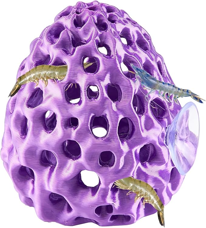 Shrimp Dome Hide, Shrimp Hides for Aquarium, Betta Fish Hideout with Suction Cup, Betta Habitat Tank Ornament Accessories, Aquarium Decor for Small Fish Guppy Hiding Resting (Purple)