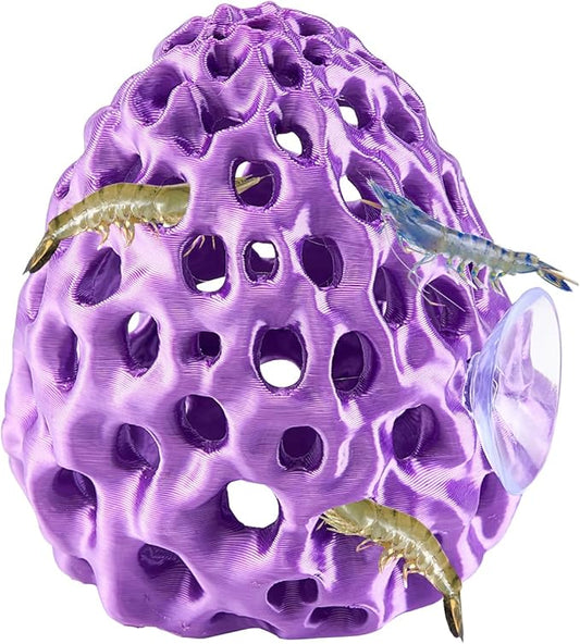 Shrimp Dome Hide, Shrimp Hides for Aquarium, Betta Fish Hideout with Suction Cup, Betta Habitat Tank Ornament Accessories, Aquarium Decor for Small Fish Guppy Hiding Resting (Purple)