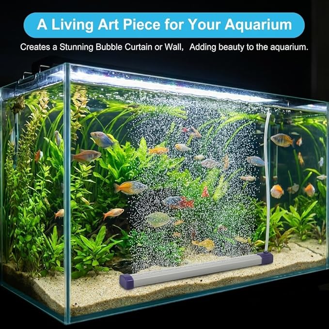 9.8 Inch Aquarium Bubble Strip, Quiet Oxygen Diffuser Bubble Curtain Wall, Self-Sinking Design, Fish Tank Bubbler Decorations for Freshwater Saltwater