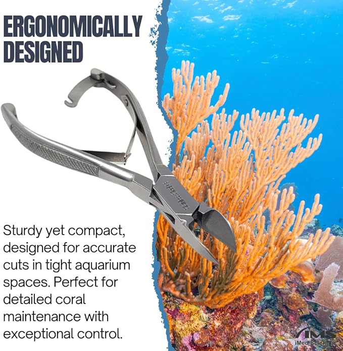 IMED SCIENTIFIC Marine Coral Reef Cutter Shears 6" Stainless Steel Trimmer with Spring Barrel for Fragging and Reef Aquarium Maintenance