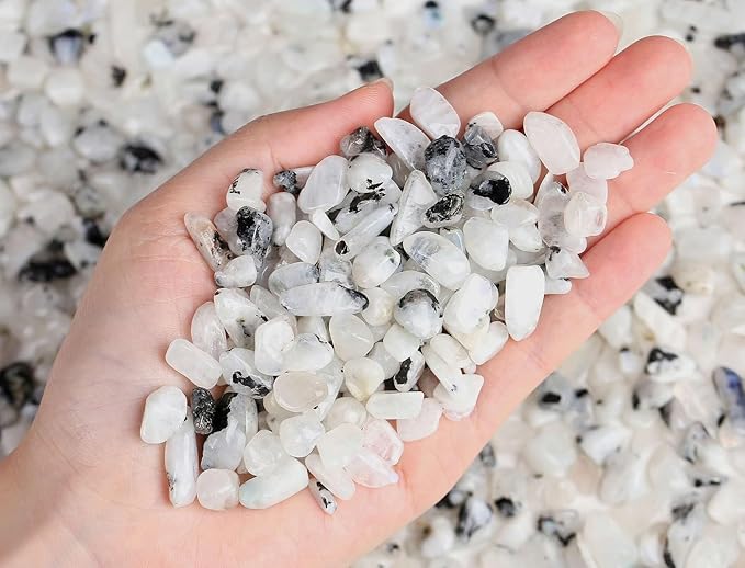 LAIDANLA White Labradorite 1lb Crystal Polished Tumbled Stones Irregular Shaped Crystal Chips Bulk Natural Gemstone Aquarium Gravel Rocks Vase Filler Fish Tank Gravel Home Decoration