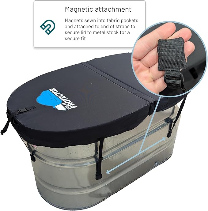 Polar Protector 2×2×6 Insulated Hard Cover for Galvanized Stock Tanks – Magnetic & Hinged Lid Design for Cold Plunge