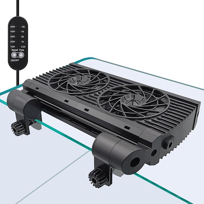 Upgrade Aquarium Fan with Memory Function,Fish Tank Cooling Fan,Aquarium Cooler Water Chiller for Axolotl Betta Fish Accessories with Adjustable Speed and Timer