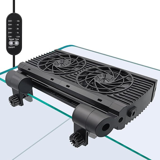 Upgrade Aquarium Fan with Memory Function,Fish Tank Cooling Fan,Aquarium Cooler Water Chiller for Axolotl Betta Fish Accessories with Adjustable Speed and Timer