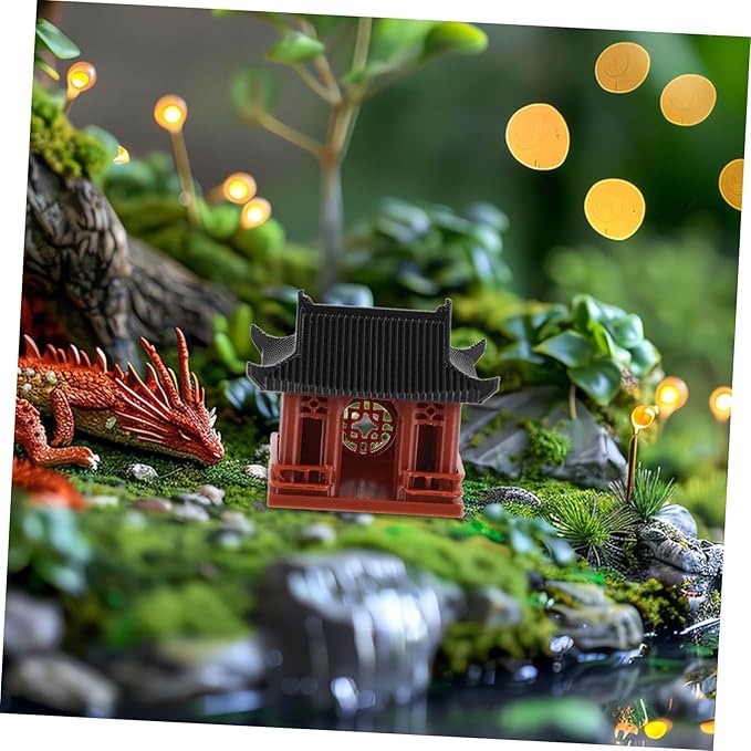 Ipetboom Miniature Pagoda Statue Zen Asian Decor for Home Meditation Compact Bonsai Micro Landscape Figurine for Fish Tank Sand Table Intricate Design Vibrant Colors
