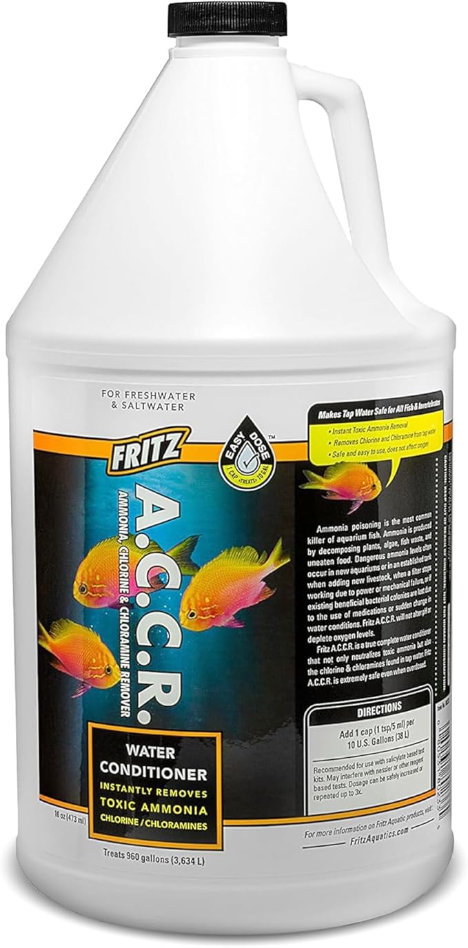 Fritz Aquatics ACCR Water Conditioner Instantly Removes Toxic Ammonia/Chlorine & Chloramines for Fresh & Salt Water Aquariums (1-Gallon)