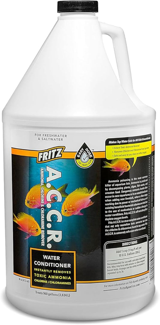 Fritz Aquatics ACCR Water Conditioner Instantly Removes Toxic Ammonia/Chlorine & Chloramines for Fresh & Salt Water Aquariums (1-Gallon)