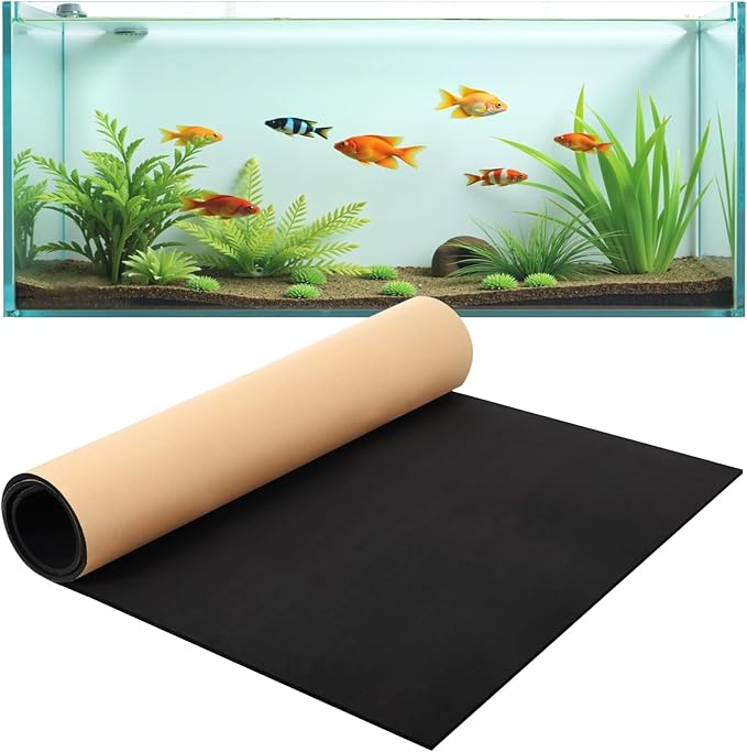48 x 24 Inch Aquarium Fish Self Leveling Mat 5mm Neoprene Non-Slip Shockproof Fish Tank Pad for Under Tank with Adhesive Shockproof Waterproof with Easy to Cut Edges