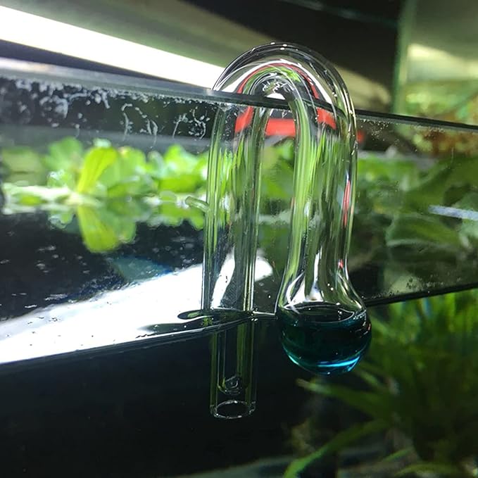 1PCS CO2 Drop Checker J Shape Glass Hang On Monitor CO2 Indicator for Aquarium Planted Fish Tank