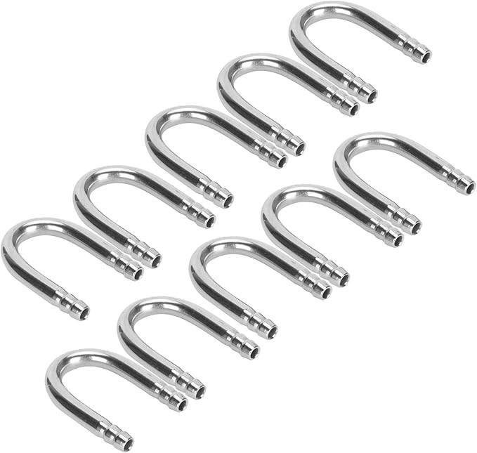 Zerodis 10Pcs Aquarium U-Shape Elbow Pipe Stainless Steel Oxygen Pump CO2 Tubing Aquarium Fish Accessory
