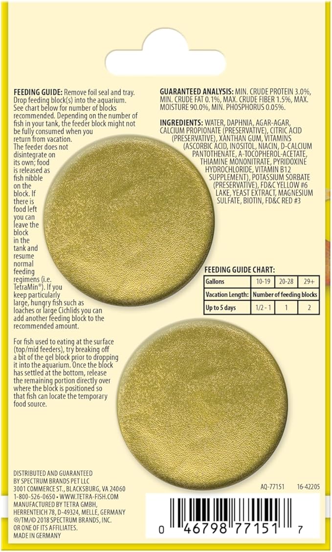 Tetra Fish Food for Tropical Fish, 0.85 Ounce | Weekend Vacation Feeder | Slow-Release | Pack of 2