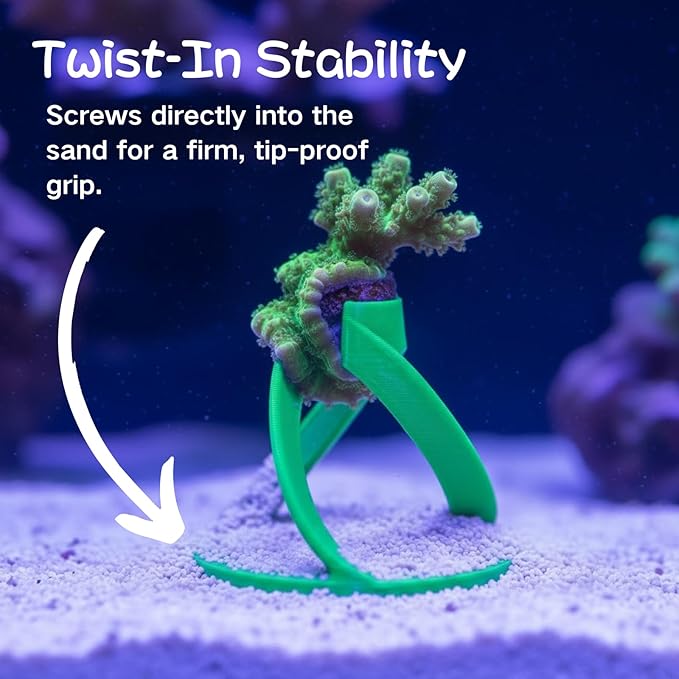 5 Pack Coral Frag Plug Sand Stands, Aquarium Sandbed Frag Rack Holder Mounts, Reef Tank Accessories for SPS LPS Zoanthid Corals, Secure Base Adapters (Green)