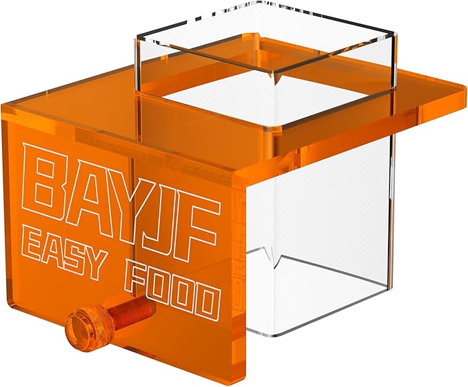 Hanging Acrylic Fish Feeding Ring for Aquarium,Transparent Orange Square Fish Food Feeder for Aquarium Accessories,Suitable for Betta Guppy Clownfish