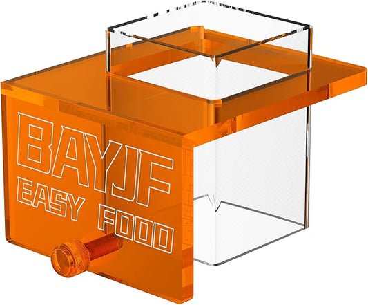 Hanging Acrylic Fish Feeding Ring for Aquarium,Transparent Orange Square Fish Food Feeder for Aquarium Accessories,Suitable for Betta Guppy Clownfish
