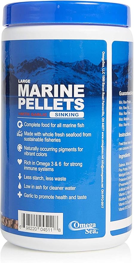 Omega One Garlic Marine Pellets, Sinking, 4mm Large Pellets, 20 oz