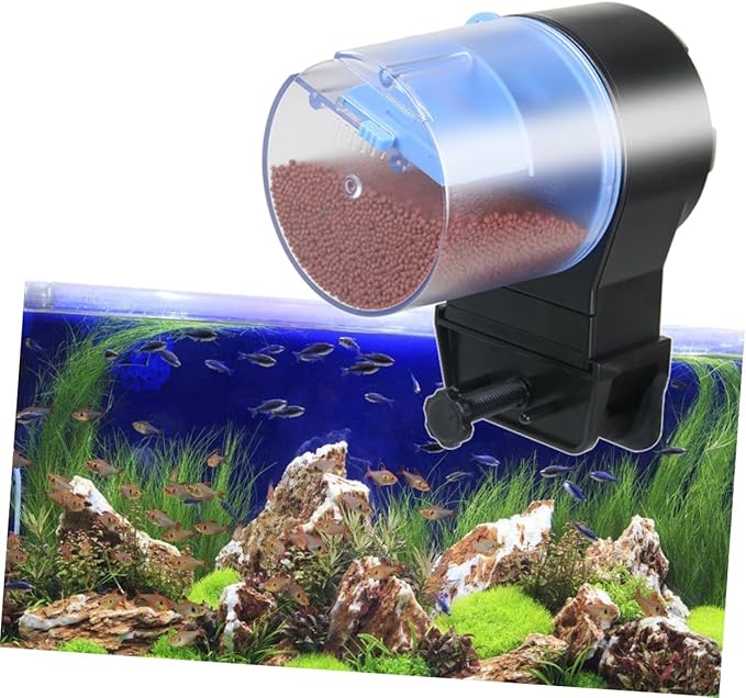 Yardwe Fish Food Dispenser for Aquarium Auto Feeder Fish Automatic Betta Feeder Timer Set 2 Aa Batteries Required