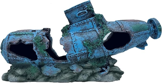 Fish Tank Decoration - Submarine Wreck Aquarium Decoration Fish and Shrimp Aquatic Pets can Rest and Hide in Caves