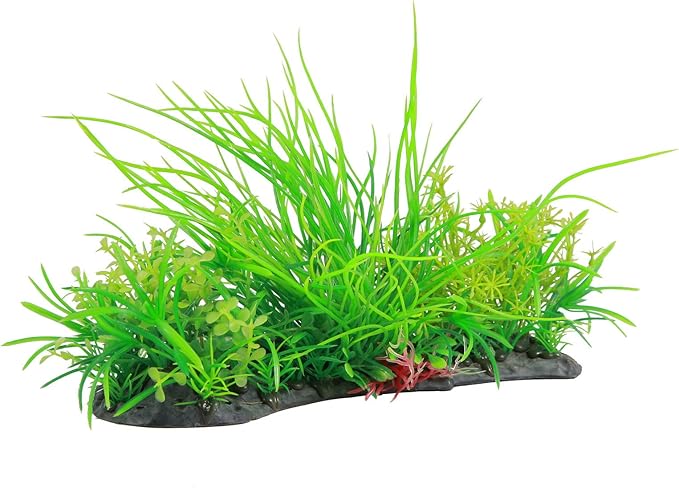 CNZ Aquarium Aquascape Artificial Plastic Plant, 10.5-inch x 8-inch, Green