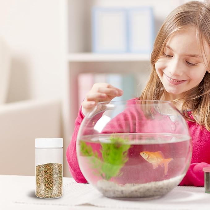 Mipcase Fish Food Containers 2pcs Dispenser Container Small Animals Feeding Bottles White Terrarium Plastic Round Fish Tank Aquarium Feeding Bottles