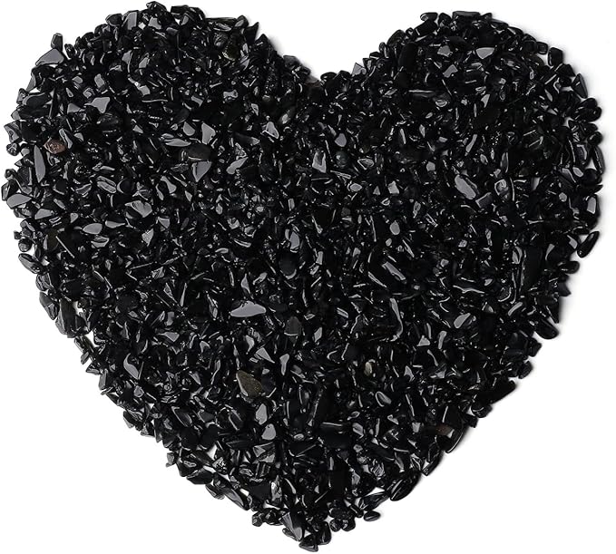 1lb Obsidian Crystal Aquarium Gravel Polished Tumbled Stones Irregular Shaped Crystal Chips Bulk Natural Gemstone Rocks Vase Filler Fish Tank Gravel Home Decoration (450 Gram)