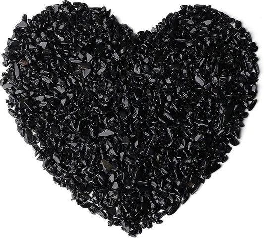 1lb Obsidian Crystal Aquarium Gravel Polished Tumbled Stones Irregular Shaped Crystal Chips Bulk Natural Gemstone Rocks Vase Filler Fish Tank Gravel Home Decoration (450 Gram)